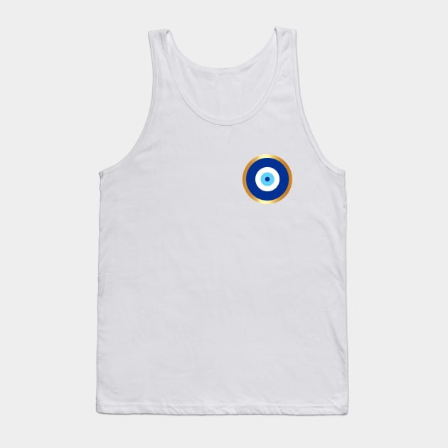 Evil Eye Blue & Golden Tank Top by Ahlam Artist